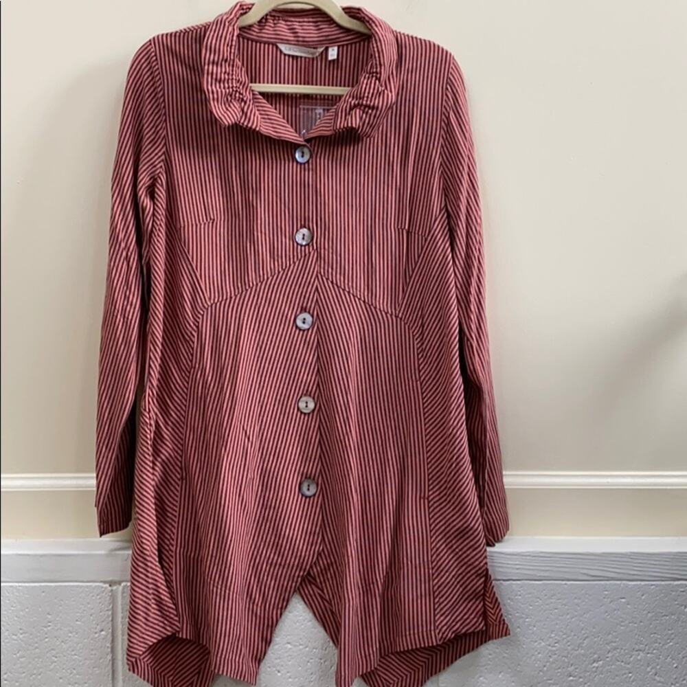 Soft Surroundings M striped Button down tunic top